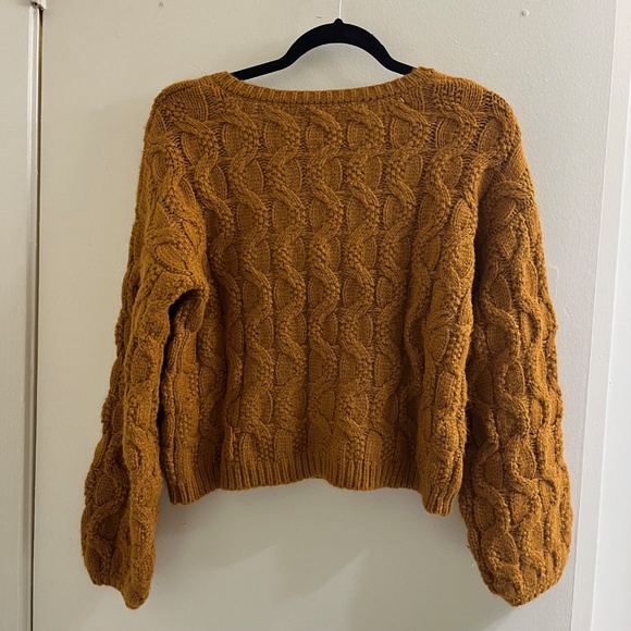 Volcom Bingable Cable Bronze Golden Yellow Knit Sweater - Picture 4 of 5